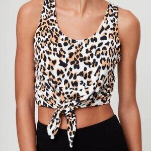 Aritzia Babaton Jeronimo Leopard Print Tie-Front Cropped Tank Top, Size S